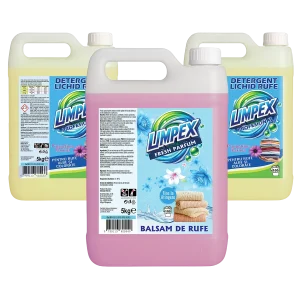 Pachet Promo 2 x Detergent + 1 Balsam LIMPEX Profesional pentru rufe albe si colorate, 15 kg